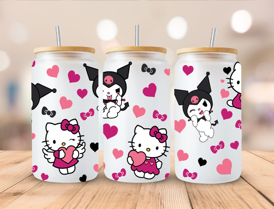 Hearts and Love HK Frosted Glass Cup