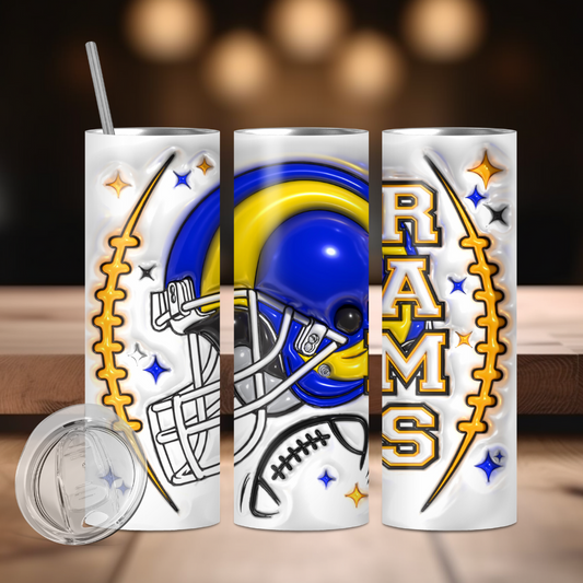 Blue and Yellow Football Tumbler